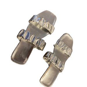 14th & Union Silver Slides Sandals Size 9